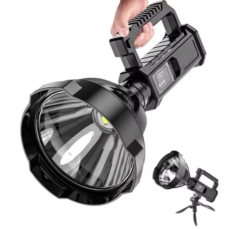 NYTRYD Rechargeable Spotlight Flashlight Lumens Led Searchlight with Tripod and USB Output IPX5 Waterproof 4 Modes Handheld Spotlight for Camping Emergencies