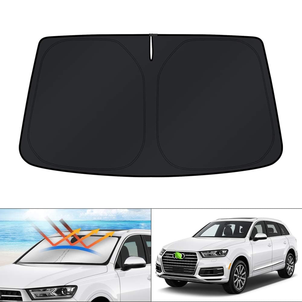 KUST Windshield Sun Shade for Audi Q7 SUV Accessories 20162026 Sunshade Sun Visor Protector Blocks UV Rays Foldable Keep Your Car Cooler