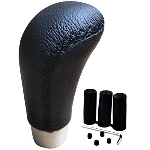 Lunsom Leather Car Shifting Head Type R Alloy Most Car Gear Shift Lever Knob Shifter Stick Handle Heads Fit Most Transmission Manual Vehicle Black