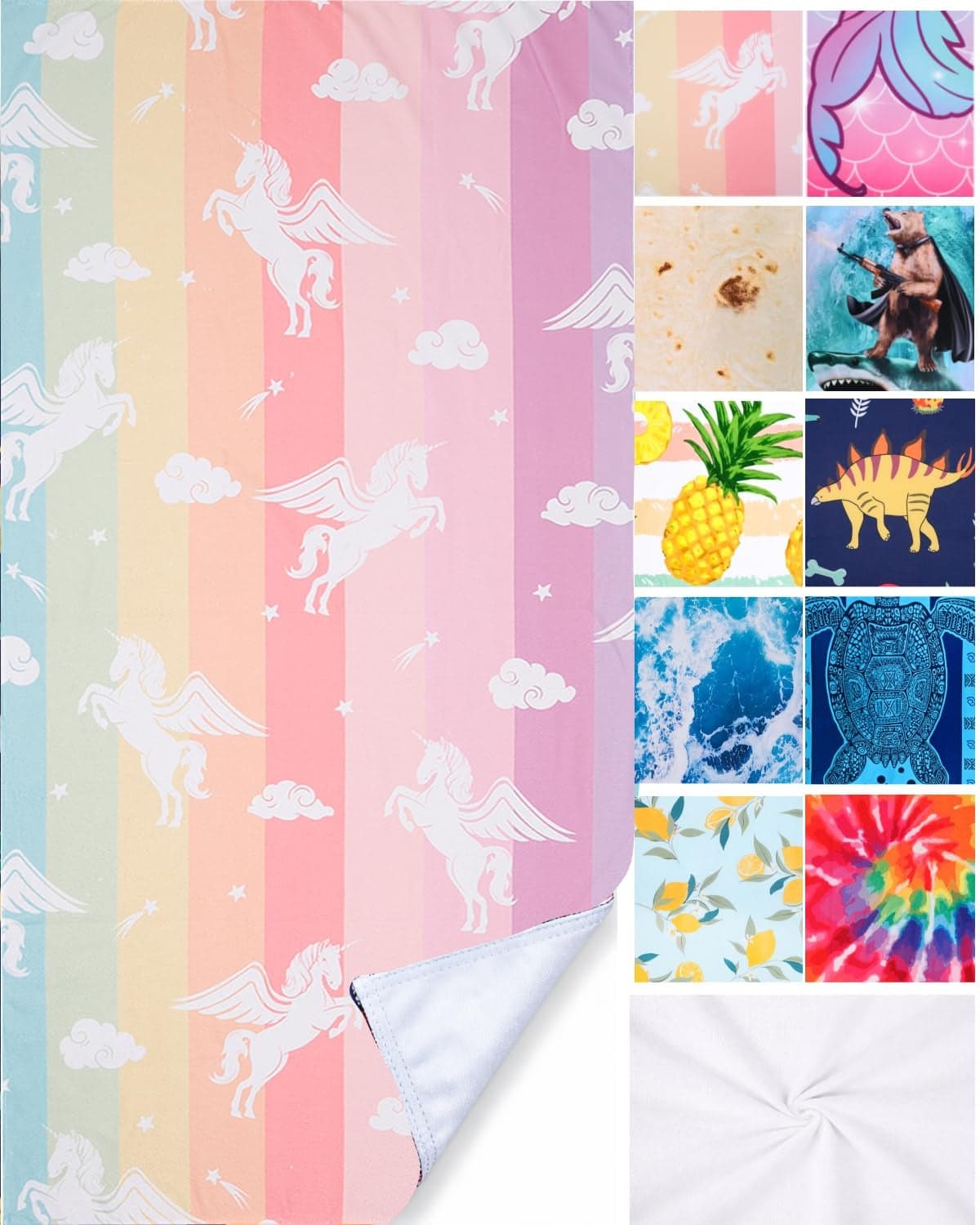 LIVILAN Small Unicorn Towel for Kids Girls Pink Rainbow Beach Towel for Women Teens 24 x 48Lightweight Soft Microfiber Blanket Quick Dry Sand Proof Thin Travel Pool Picnic Bath Towel Gifts
