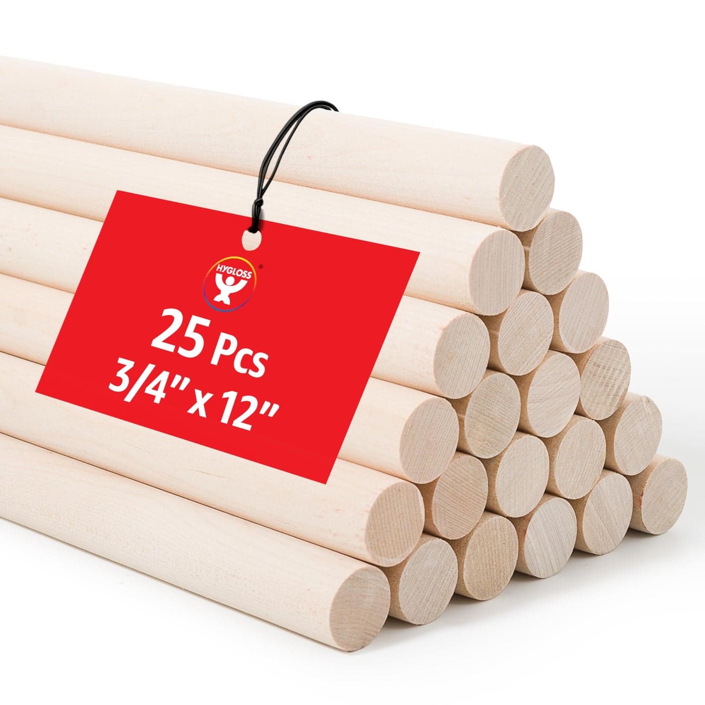 Unfinished Birch Dowel Rods for Crafts 25Pack 34 x 12 in KilnDried Wooden Dowel Rod Craft Sticks in Bulk Durable Wood Sticks That Resist Warping for Home School DIY More by Hygloss