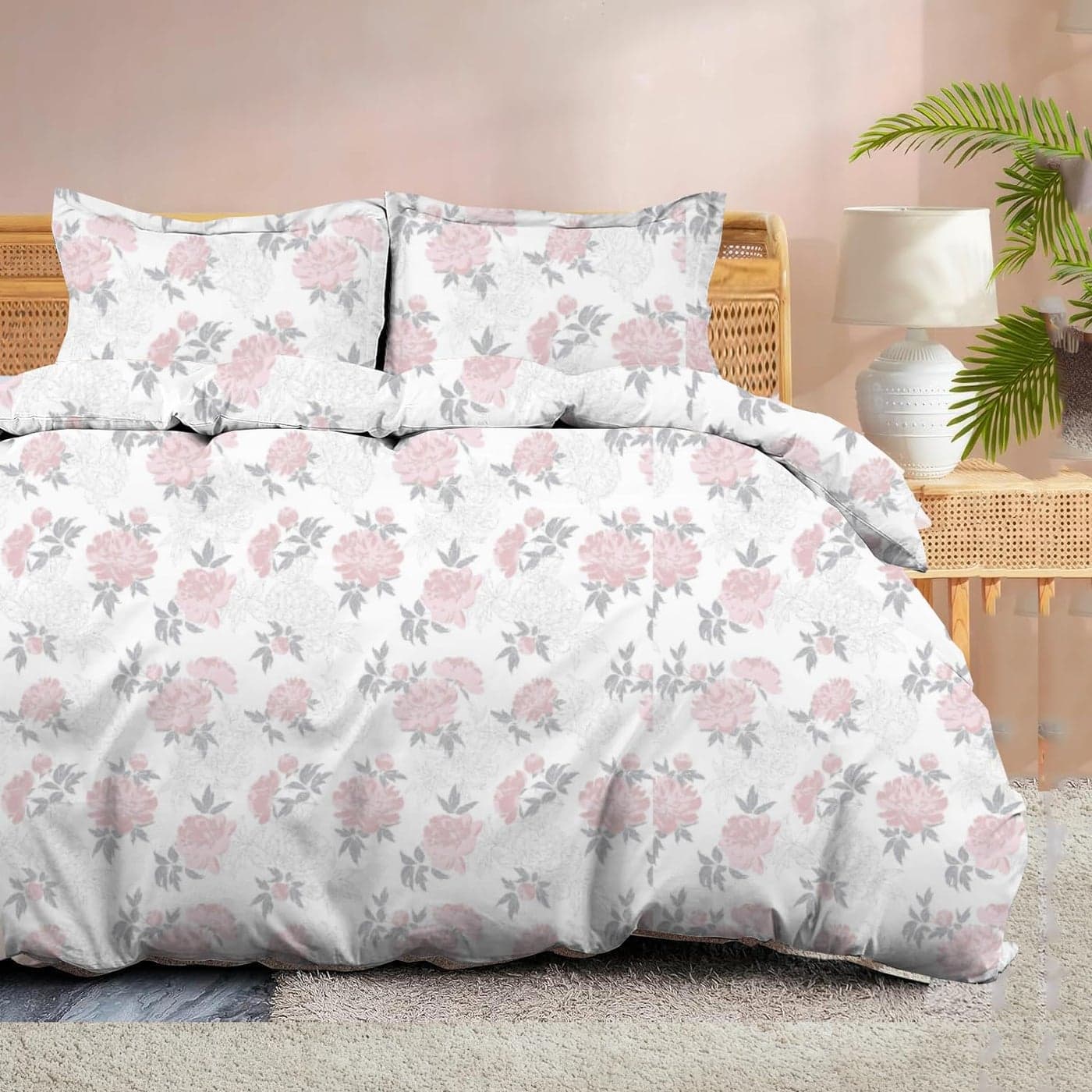 100 Microfiber 1 Piece Duvet Cover Zipper Closure Soft Breathable for Comfortable Sleep Wrinkle Free DuvetQuiltRazaiComforter Cover Blush Petals Single