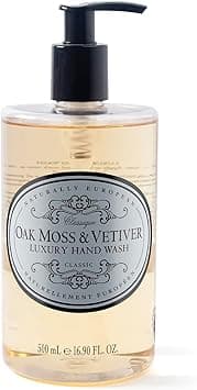 Naturally European Oak Moss and Vetiver Hand Wash Bottle with Pump Earthy and Floral Scent Suitable for Sensitive Skin 500ml