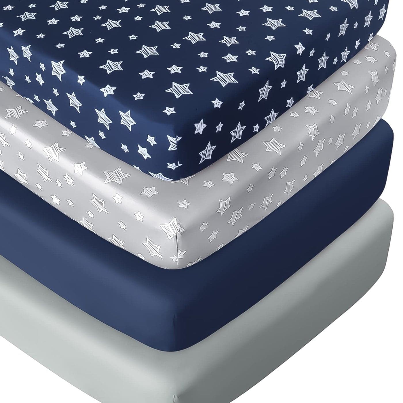 Crib Sheets for Boys or Girls 4 Pack Fitted Crib Sheet for Standard Size Crib and Toddler Mattresses Soft and Breathable Material Navy