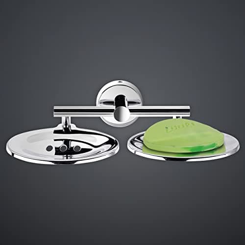 Plantex Maxx Stainless Steel Dual Soap Holder for Bathroom/Soap Dish/Bathroom Soap Stand/Bathroom Accessories (Chrome)