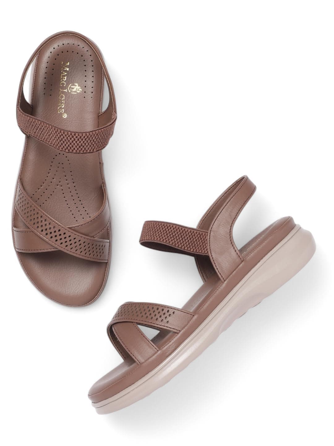 Marc Loire Women's Comfortable Slip on Casual Open Toe Flats Sandals (Brown, UK Footwear Size System, Adult, Women, Numeric, Medium, 3)