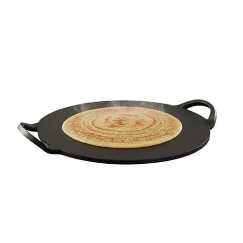 TRILONIUM Triple-Seasoned Iron Boulder Mini oothapam Dosa Tawa 24 cms, 2.1 Kgs