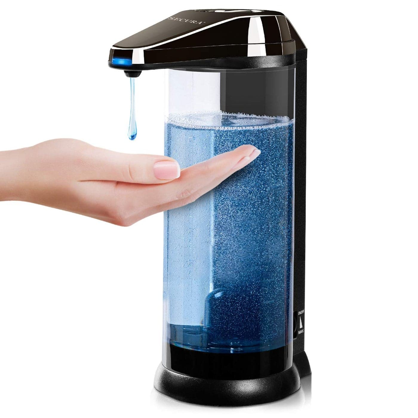 Secura 17oz 500ml Premium Touchless Battery Operated Electric Automatic Soap Dispenser wAdjustable Soap Dispensing Volume Control Dial Dark Gunmetal