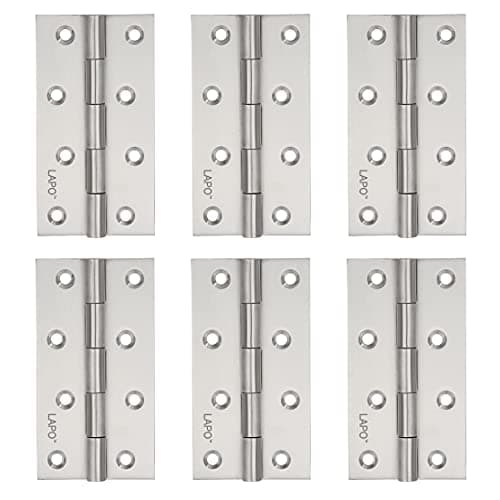 LAPO Premium Hardware Hinges, 4 Inch x 14 Gauge/1.8mm Thickness, Stainless Steel Butt Hinges, Quiet Smooth Operation, for Interior Doors & Cabinet, 5 Years Warranty, Matt Finish, Pack of 6