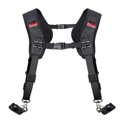 ztowoto Double Shoulder Camera Strap Harness Quick Release Adjustable Dual Camera Tether Strap for DSLR SLR Camera (focus)