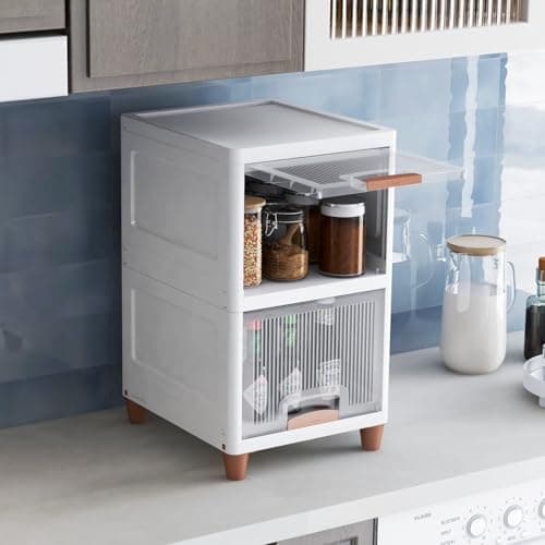 JD Fresh 2 Tier Plastic Wardrobe Organizer/Foldable Cupboard for Storage/Stackable Storage Cabinet/Drawers for Storage Box/Multipurpose Storage Rack/Plastic Wardrobe Organizer (Transparent)