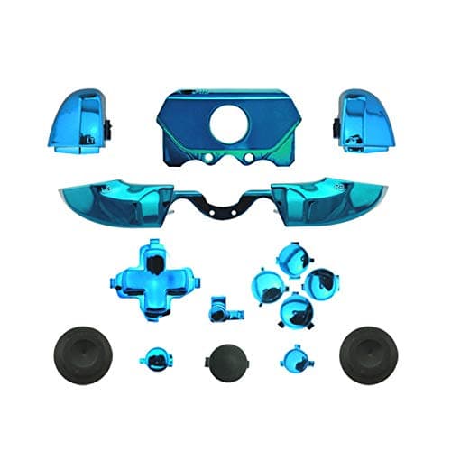 WPS Chrome ABXY Dpad Triggers Full Buttons Set Mod Kits for 1698 1697 Xbox One Controller (3.5mm Port) with Screwdriver (Torx T6 T8) Set (Chrome Blue)