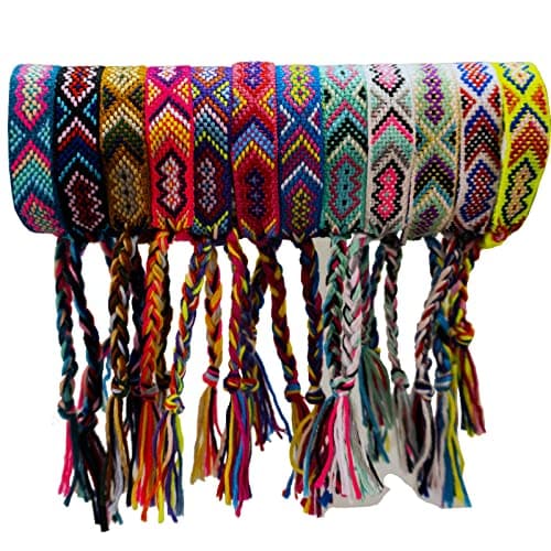 Tangser Woven Friendship Bracelets Braided Bracelets String Adjustable Nepal BraceletMexico Wave Anklet for Best Friends Kids Women Girls Kids Men Assorted Colorful12PCS