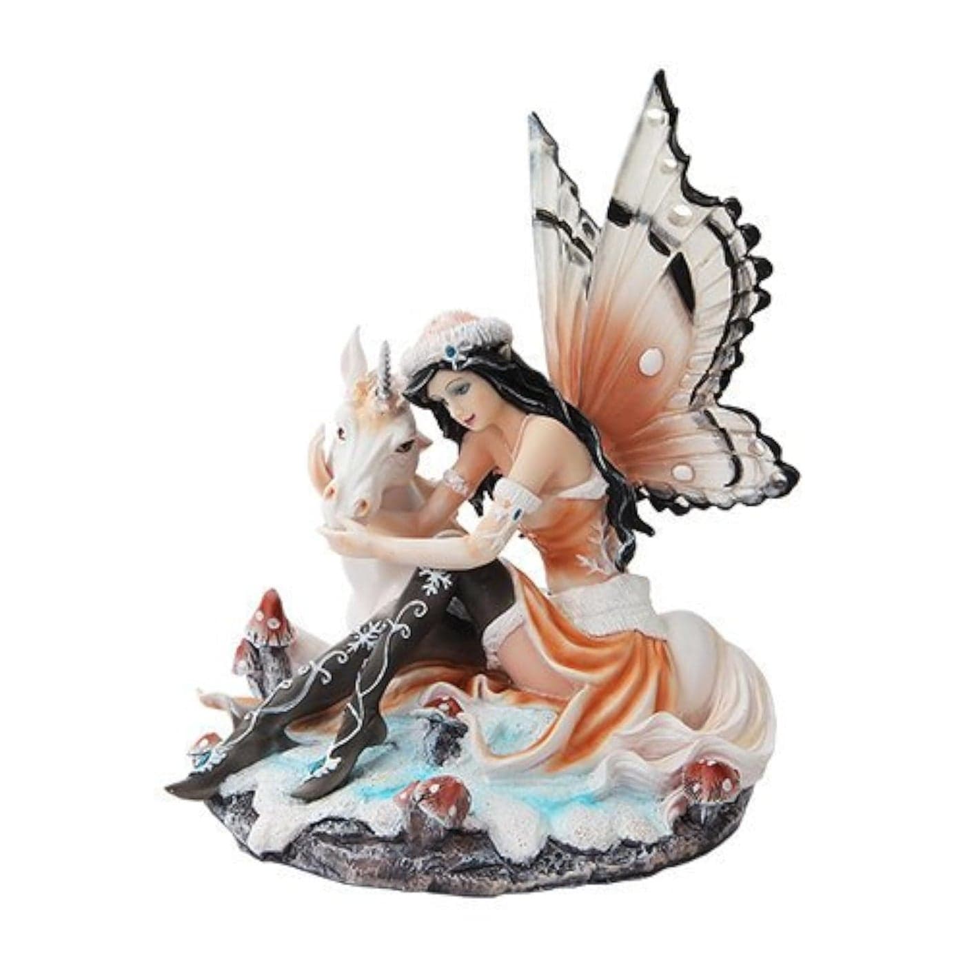 PTC 75 Inch Butterfly Winged Fairy with Magical Unicorn Statue Figurine