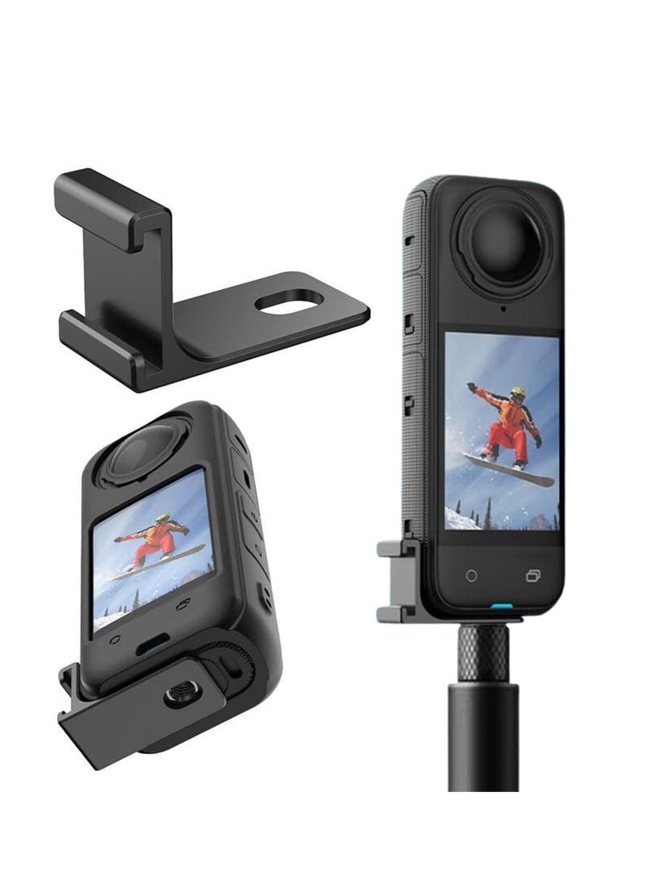 Cold Shoe Mount Extension Bracket for Insta360 X4 Action Camera Tripod Mount Adapter Base with 1/4 Interface and Cold Shoe Interface