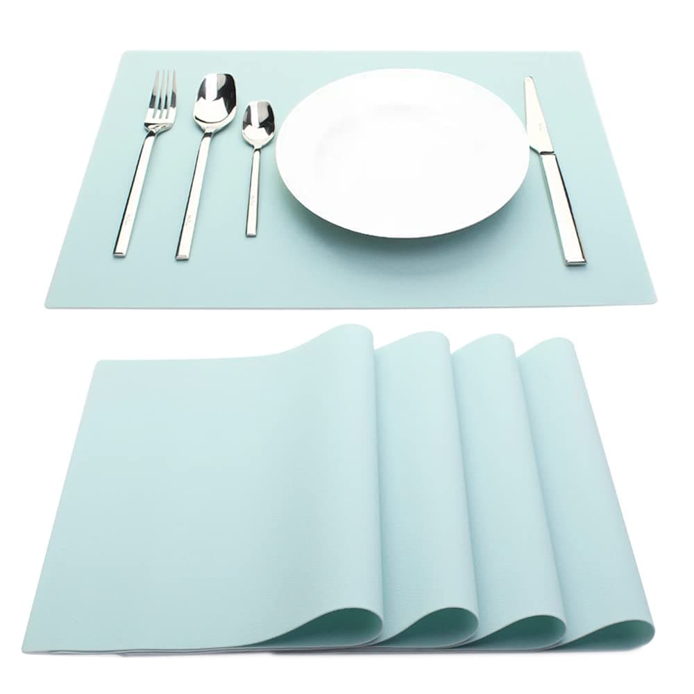 IYYI Silicone Placemats Placemats Set of 4 Kids Place Mats Waterproof Table Mat Heat Resistant NonslipTable Mats for Dining Table Light Blue