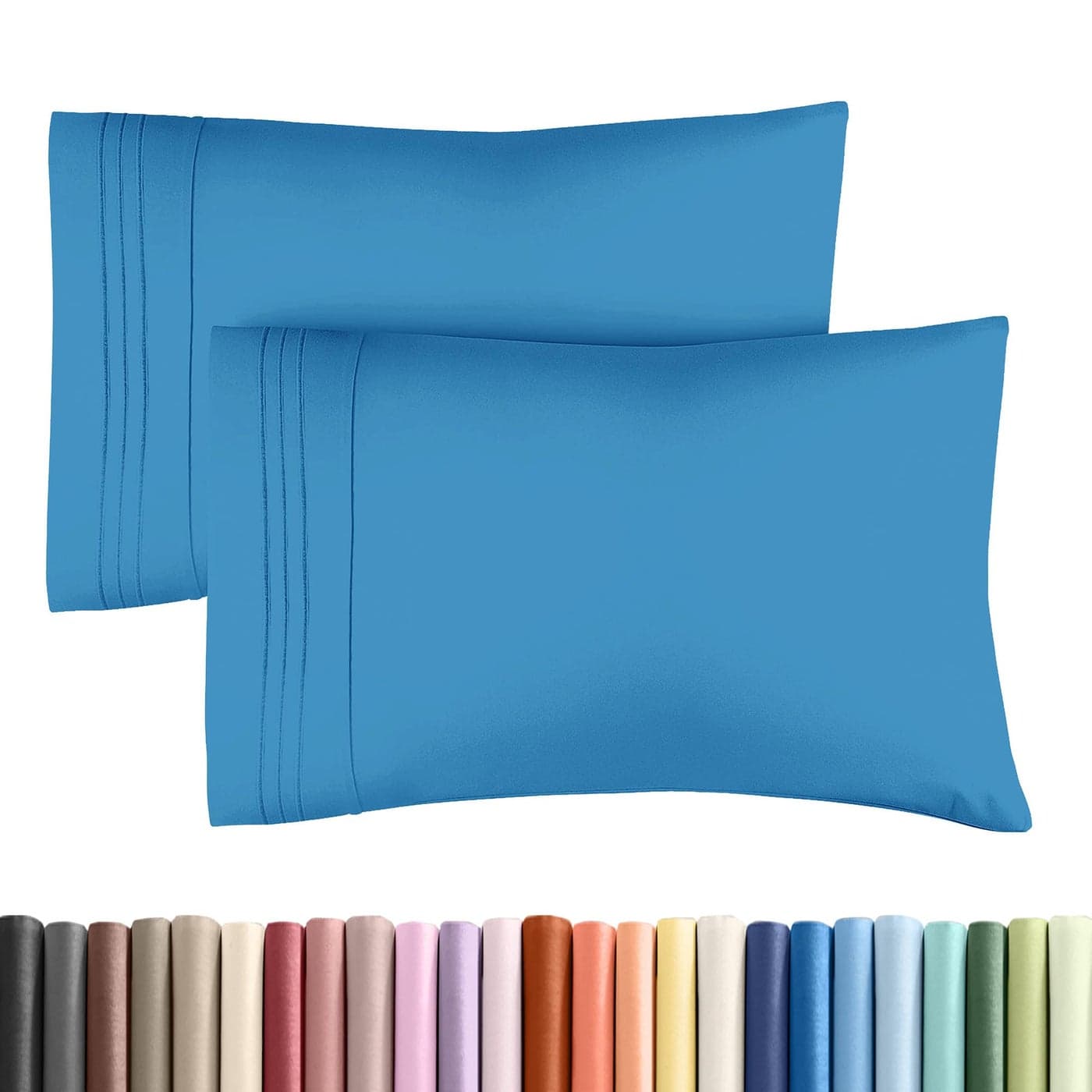 Queen Pillow Cases Set of 2 Ultra Soft Hotel Quality Pillowcase Covers Comfy Cozy Bedding for Women Men Kids Teens Machine Washable Pillow Protectors 2 Pieces Set Queen Size Denim Blue
