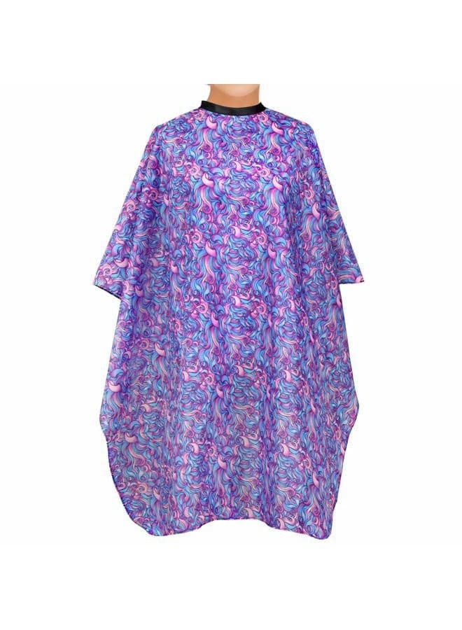 Coated Polyester Women's Hair Cutting Cape For the Salon Or At Home Stylist Or Barber With Adjustable Neck Snaps and Trendy Hair Swirls Design, Hair Swirls