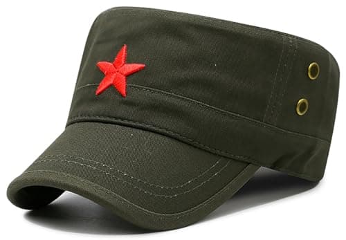COOLSOME Vintage Fatigue Red Star Mao Army Military Hat (Military Green)