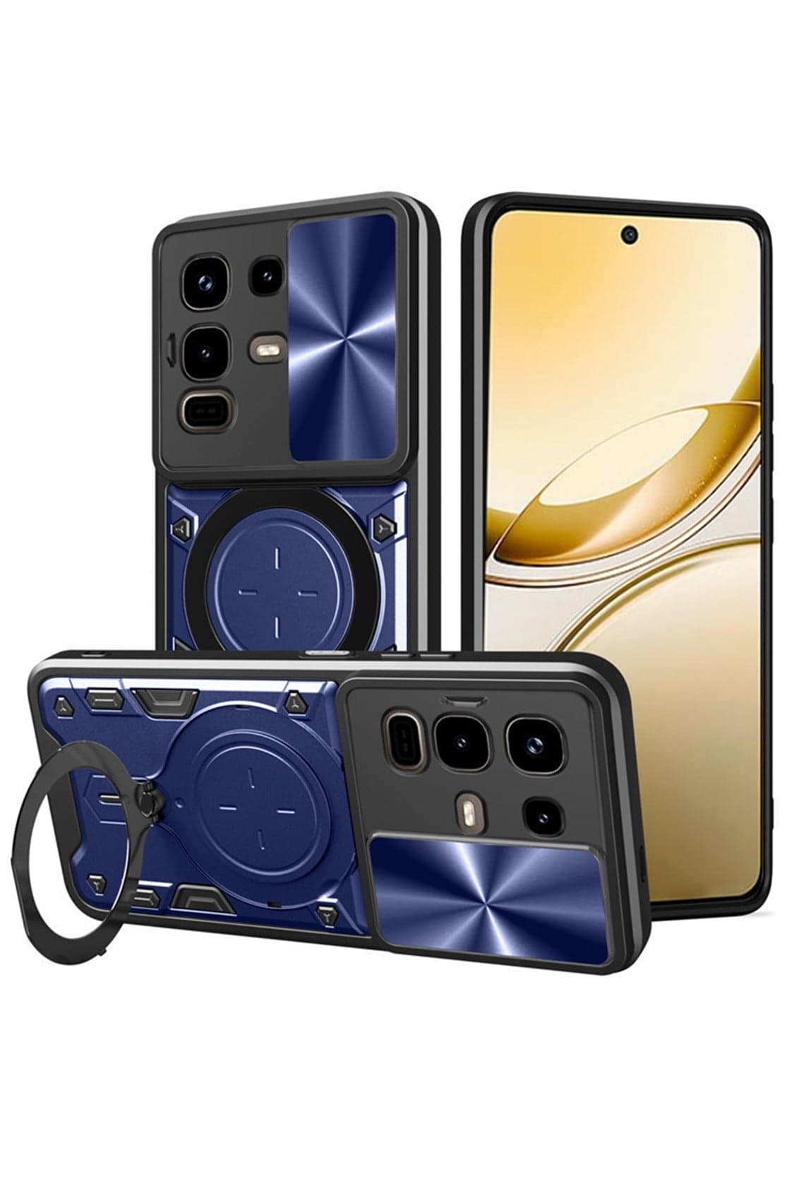for Infinix Note 50 X Case, Slide Camera Lens Cover, Magnetic Ring Holder Kickstand Protective Phone Case for Infinix Note 50 X, Blue