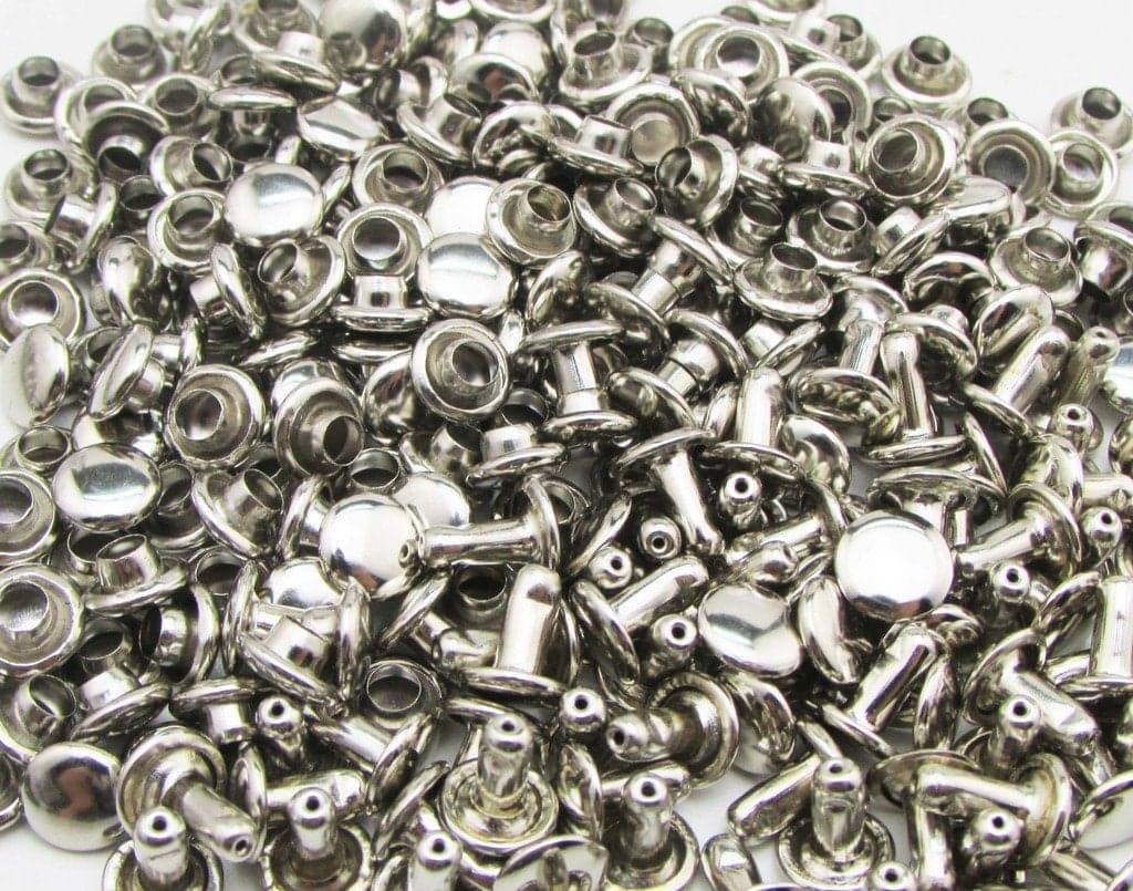 Amanteao Silvery Double Cap Rivets Plane Cap 8mm and Post 6mm Pack of 200 Sets