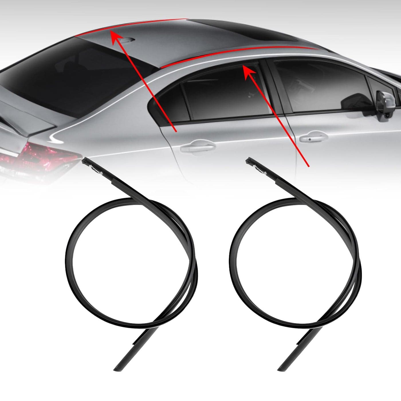 2Pcs Left and Right Roof Trim Molding Kit Fits for 20122015 Honda Civic Sedan 4Door Replaces 74316TR0A01 74316TR0A11 74316TR0A12