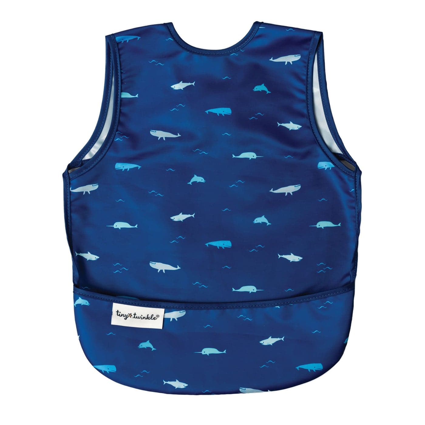 Tiny Twinkle Mess Proof Baby Bib Waterproof Lightweight BabyLed Weaning Apron 100 Recycled Polyester Easy Clean Machine Washable Ocean Life Small 624 Months