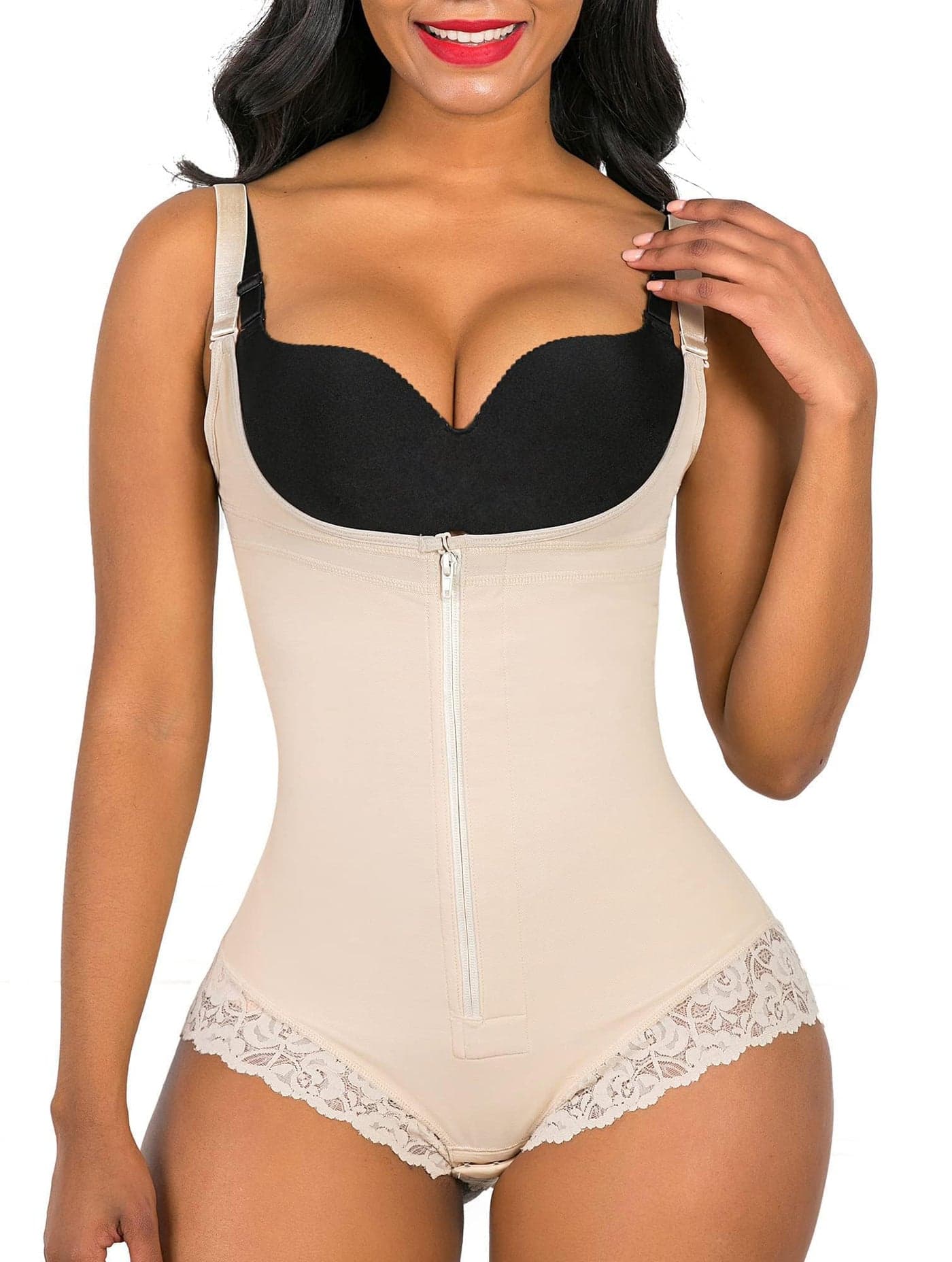 SHAPERX Women's Fajas Colombianas Shapewear Postpartum Tummy Control Body Shaper Butt Lifter Bodysuit,SZ7200-Beige-2XL