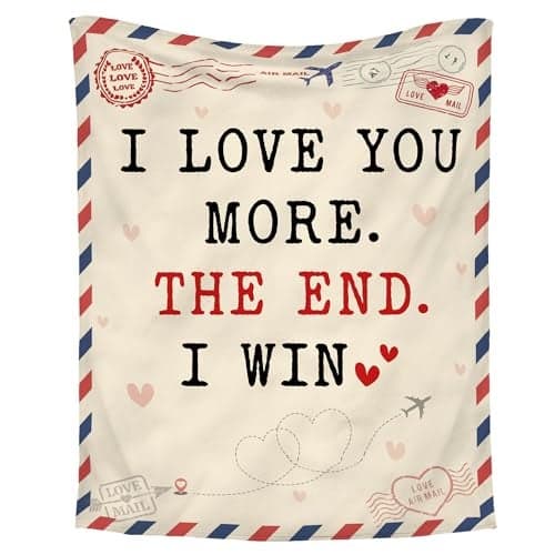WRAPIX Christmas Anniversary Couple Gifts for Women - I Love You More Soft Fleece Throw Blanket 50x60 in - Birthday Romantic Gifts for Girlfriend Boyfriend Wife Husband, I Love You Gift for Him Her