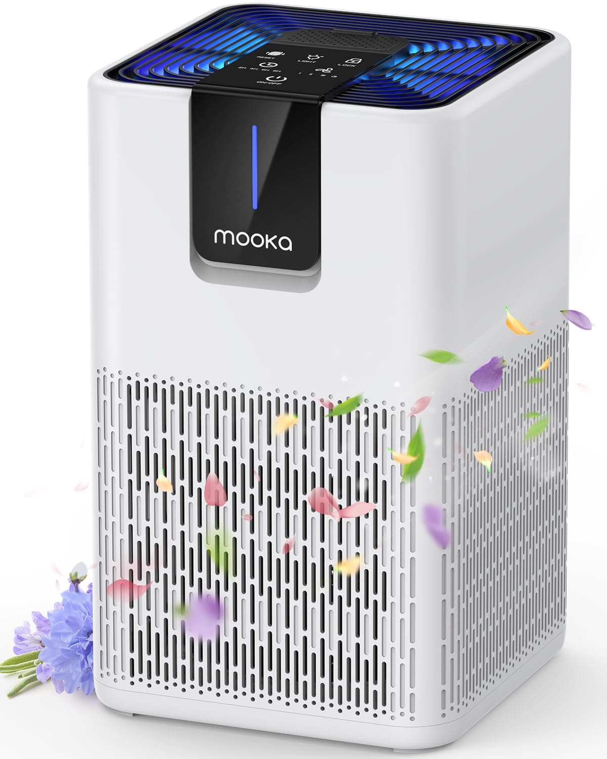 Air Purifiers for Home Large Room Up to 1250 Ft²,MOOKA H13 HEPA Air Purifier for Pets Dust Odor Smoke,Aromatherapy Function,Air Cleaner with 15dB Quiet Sleep Mode for Bedroom Office Living Room,White