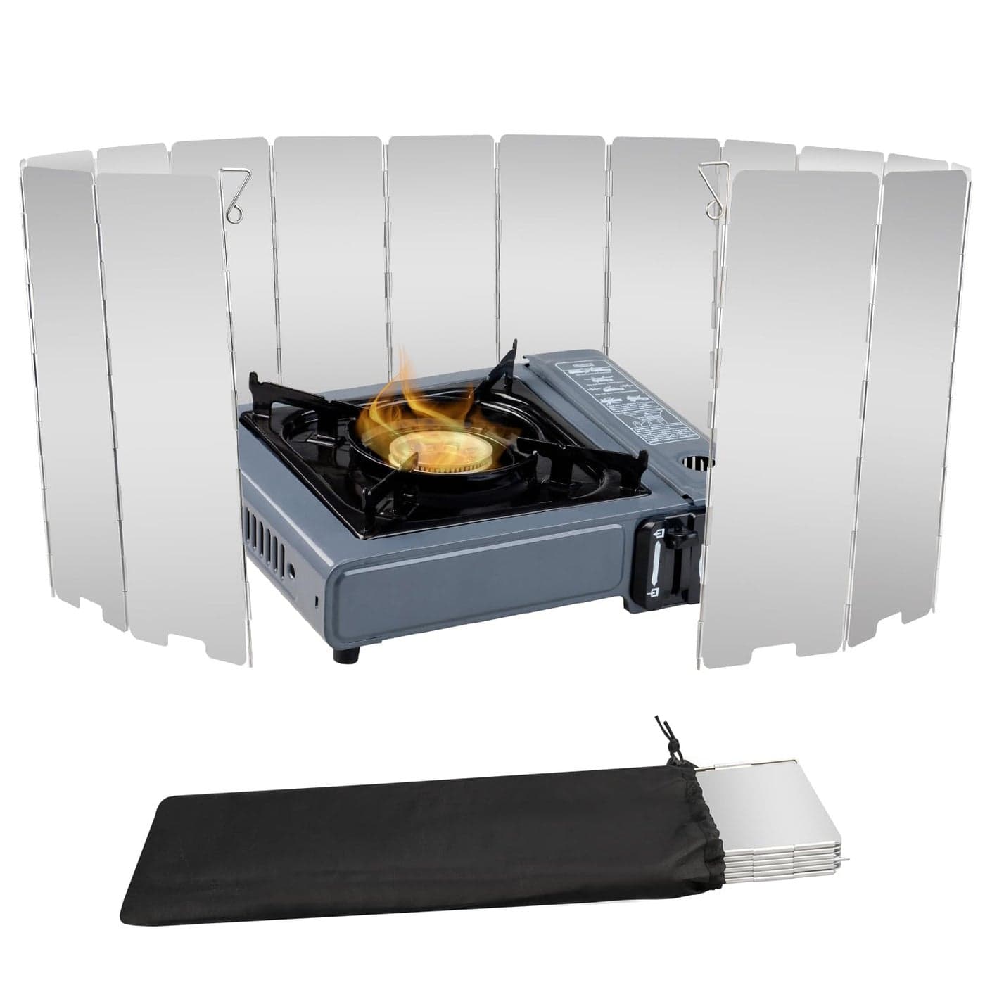 Stove Windscreen 16 Plates Aluminum Stove Windshield with Drawstring Bag for Camping Butane Stoves16 Plates