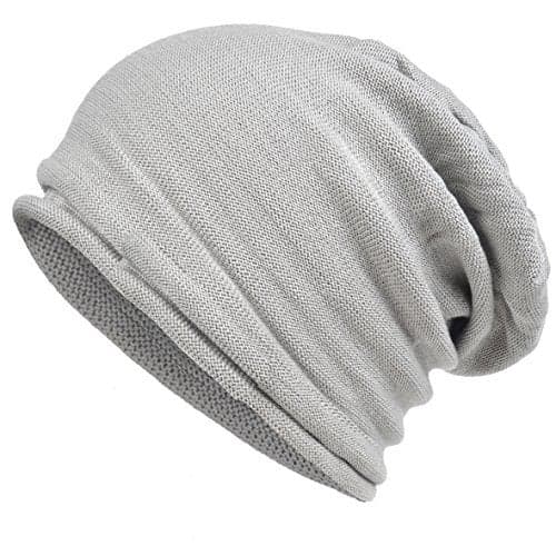 Men's Slouch Beanie Skull Cap Long Baggy Hip-Hop Winter Summer Hat (Roll-Hoary)