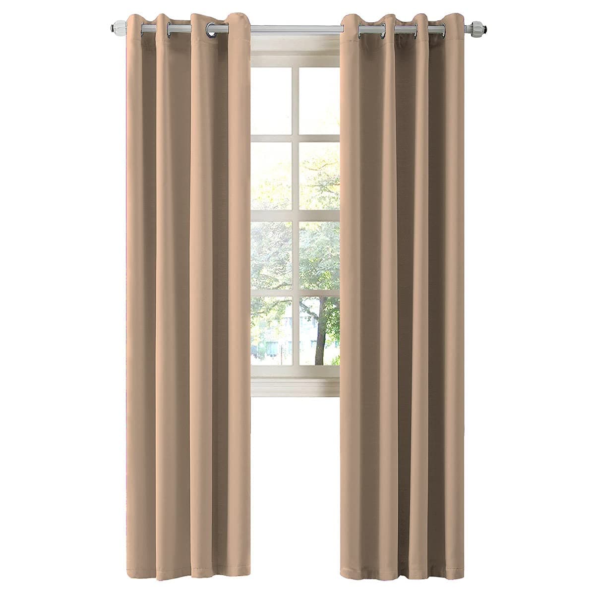 LA PALMA Thermal Insulated Blackout Darkening Grommet Living Room Curtains Window Drapes for Bedroom Pack of 2 Panels