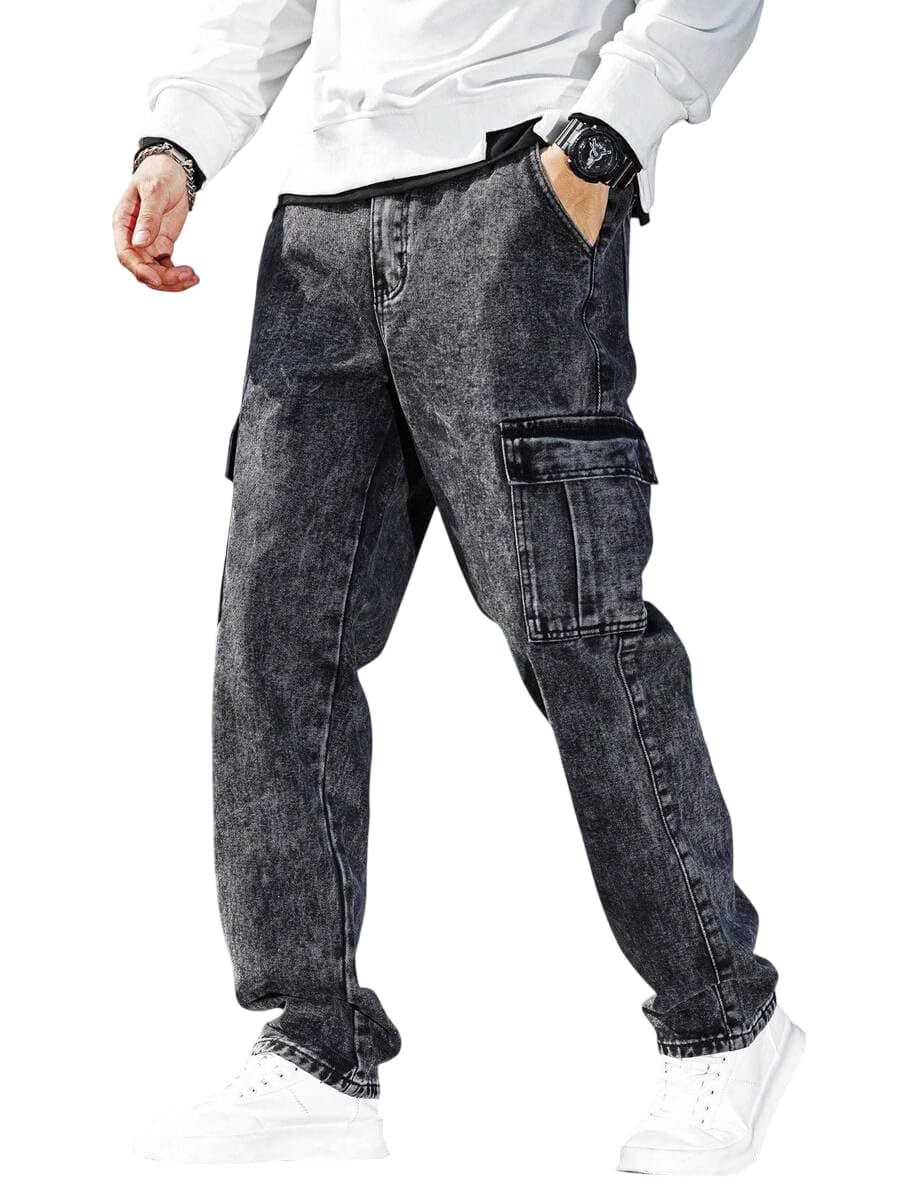 TAGAS Men Loose Fit Men's Flip Pocket Jeans || Mens Stylish Cotton Loose Fit Denim Cargo || Multi-Pocket Styling Pant||