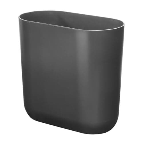 iDesign Small Slim Plastic Bathroom Trash Can Garbage Can for Bedroom Office Desk Dorm Gray