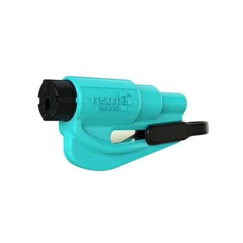 RESQME The Original Emergency Keychain Car Escape Tool, 2-in-1 Seatbelt Cutter and Window Breaker, Made in USA, Teal - Compact Emergency Hammer