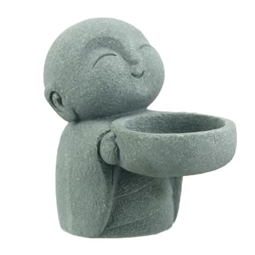 Landical Buddha Sandstone Statues Zen Monk Praying Statue Sculptures Ornament for Wealth Good Luck Feng Shui Decor Home Office Car DecorationJizo Monk