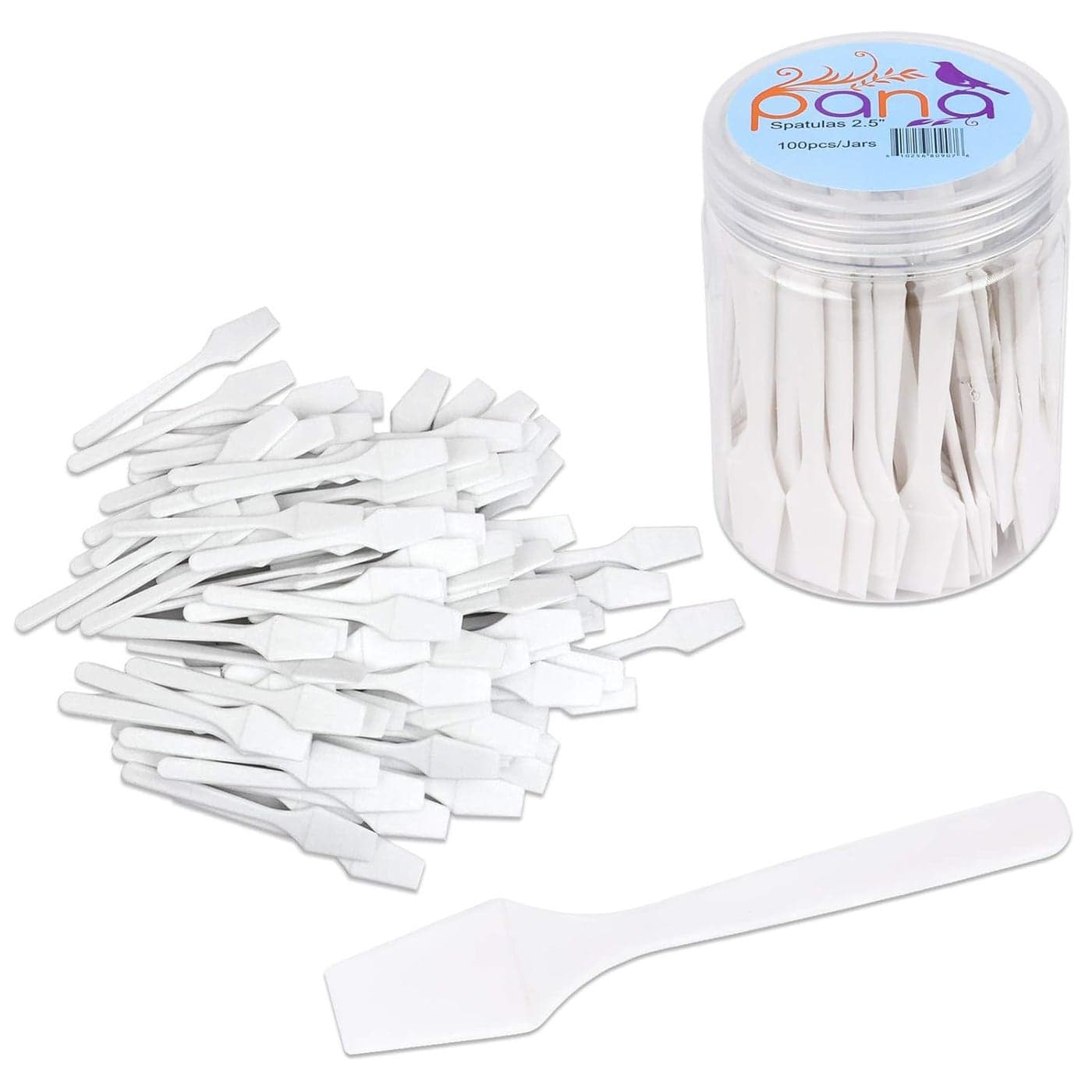 100pcs Pana Brand Cosmetic Make Up Disposable Plastic 25 Spatulas Skin Care Facial Cream Mask Spatula 100 Pieces in a Container WHITE