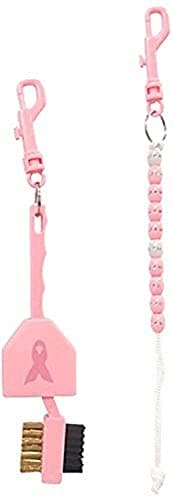 JP Lann Rhinestone Golf Bead Score Counter & Utility Golf Brush Kit for Cancer Awareness,Pink