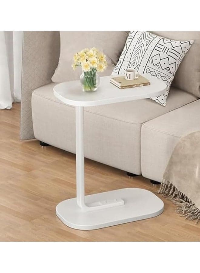 C Shaped Side Table,Sofa Side Table, Wooden Tabletop End Table,Oil Resistant Waterproof,for Bedroom Living Room Home Office Dorm,45*30*63cm,White