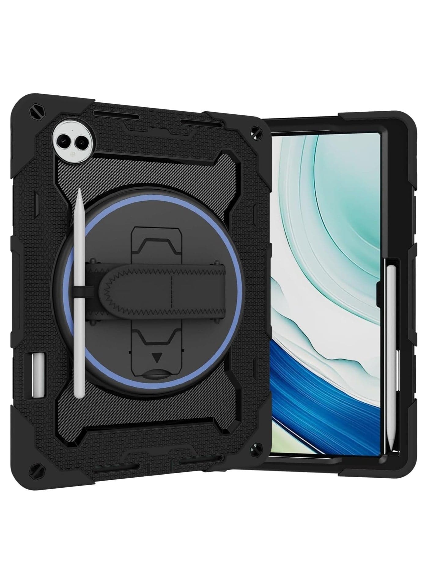Kids Case Compatible with Huawei MatePad Pro 13.2 inch 2023,Multi-Angle Elastic Bracket+360° Adjustable Swivel Hand Strap Three-in-one Shatter-Resistant Shell, Drop-Proof