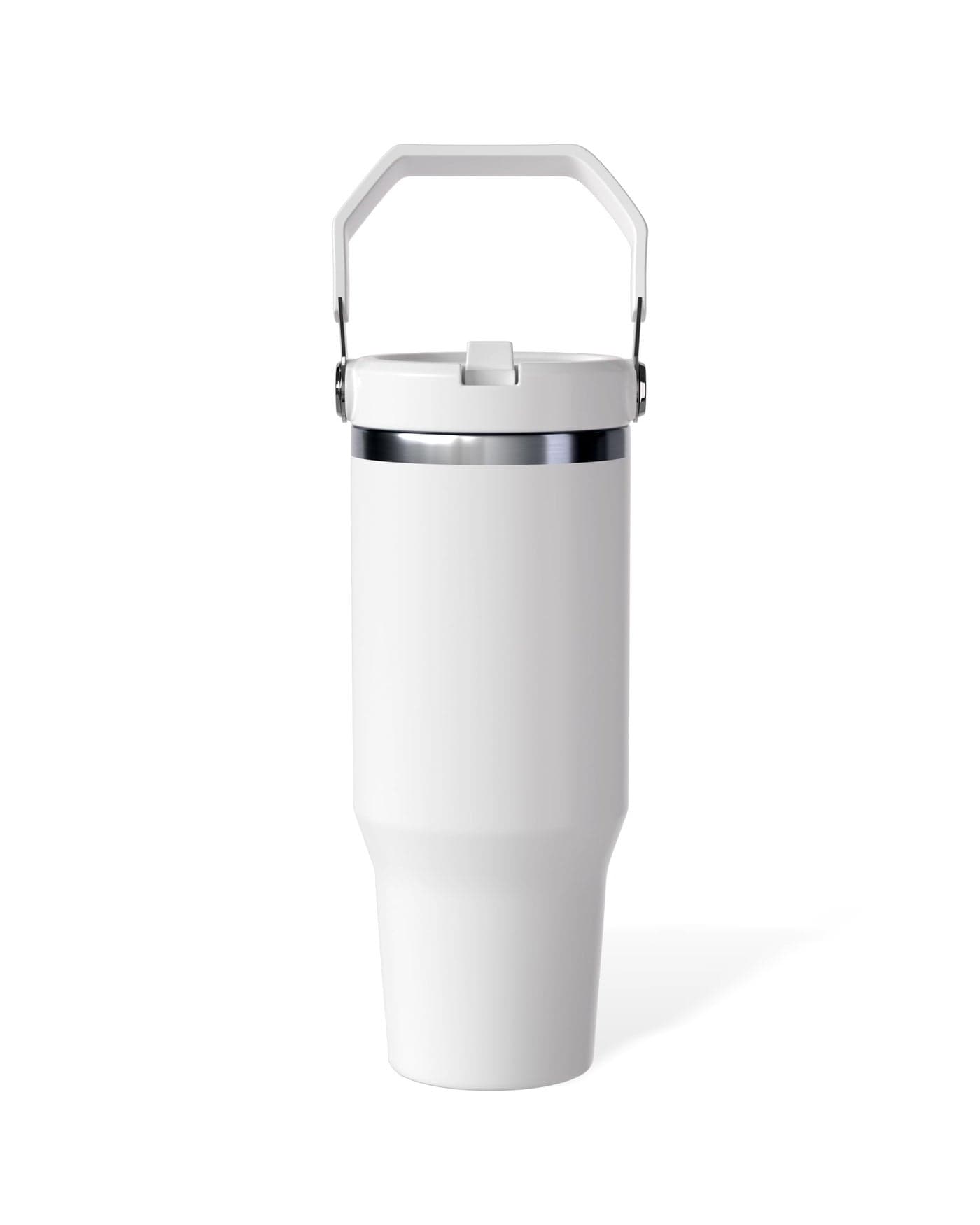ZREGGUR 30 oz sublimation Flip Straw Tumbler with Handle | Twist On Lid and Flip Up Straw | Leak Resistant Water Bottle | Insulated Stainless Steel | BPA-Free | White 1P