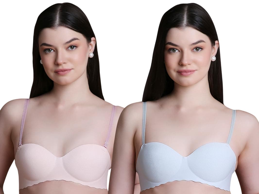 Celary Bra for Woman||Phushup Bra||Wire Free Padded Bra ||Smooth and Soft Cotton Blend Seamless Design||Ultra Lightweight|| 2 Piece