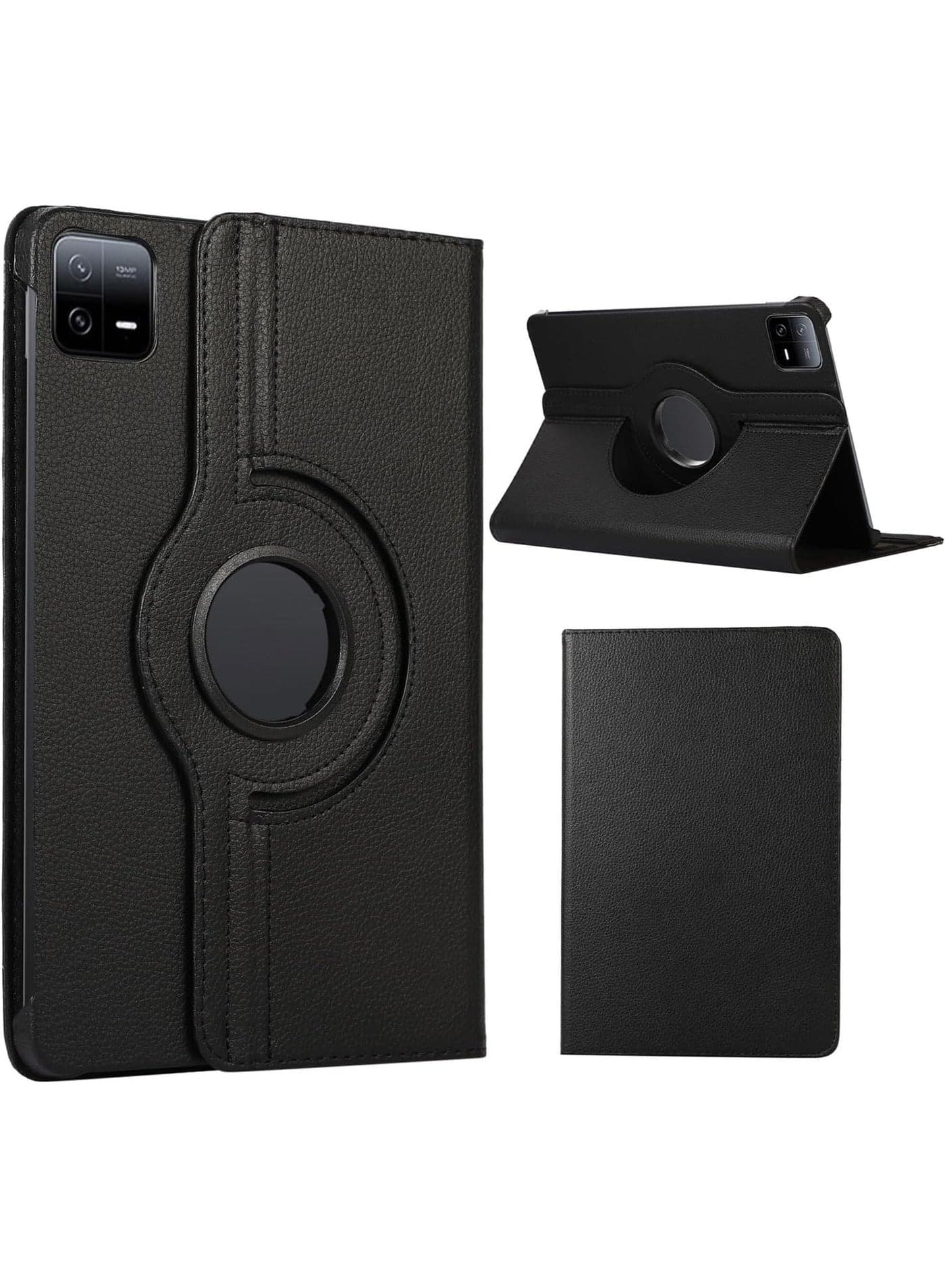 Case Compatible with Xiaomi Pad 7/Pad 7 Pro 11.2 Inch 2024 Multifunctional Leather Cover Swivel Unique Stand Anti-Fall Auto Sleep/Wake (Black)