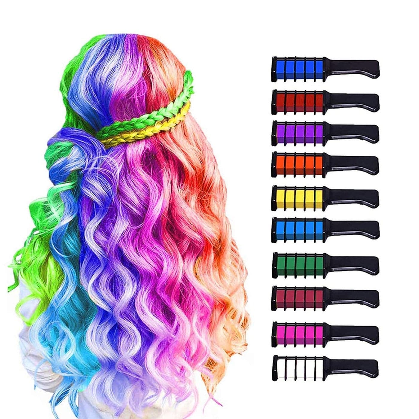 MSDADA 10 Color Hair Chalk for Girls Hair Chalk Comb Kids Temporary Hair Color Dye Teen Girl Gift Hair Stuff Accessories Makeup Kit Christmas Gifts Toys for Girls Age 6 7 8 9 10 11 12 13 Year Old