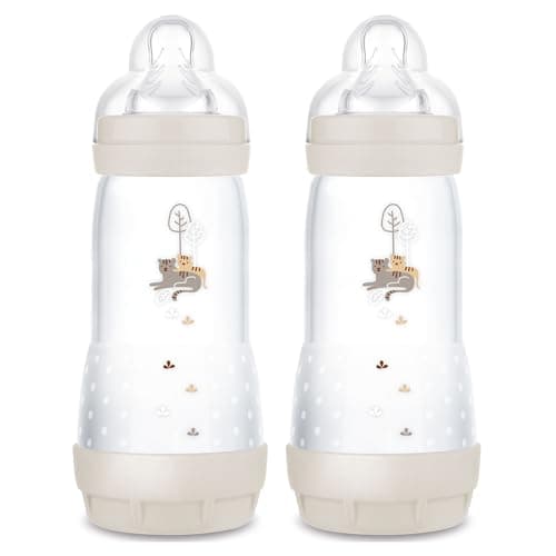 MAM 11oz Easy Start Anti-Colic Baby Bottles, Fast Flow, Breastfeeding-Like Silicone Nipple, Reduces Colic, Gas, & Reflux, Easy-to-Clean, BPA-Free, 4 Plus Months