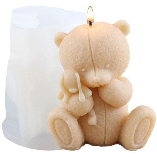 XIAOSHUI Doll Bear Candle Mold Bear Candle Silicone Molds Teddy Bears Resin Casting Mold for Candle Making Mold Candle Home Decorate Mold Aromatherapy Candles Gypsum Clay Craft