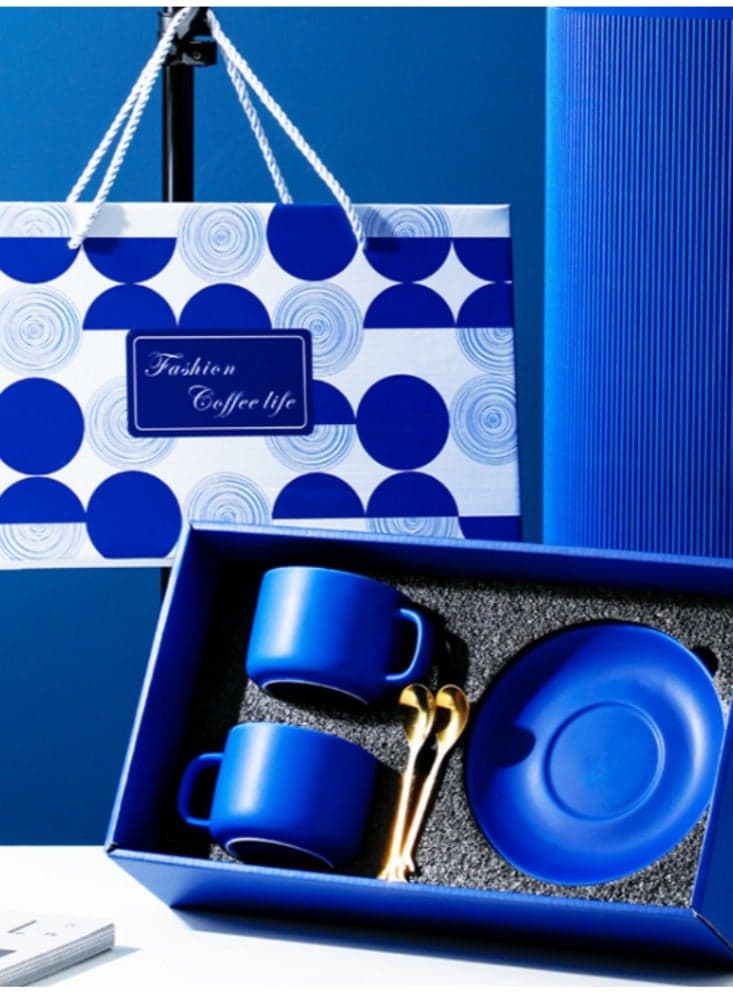 Klein Blue Coffee Cup Plate New Year Business Companion Gift Set Ceramic Cup Gift Box