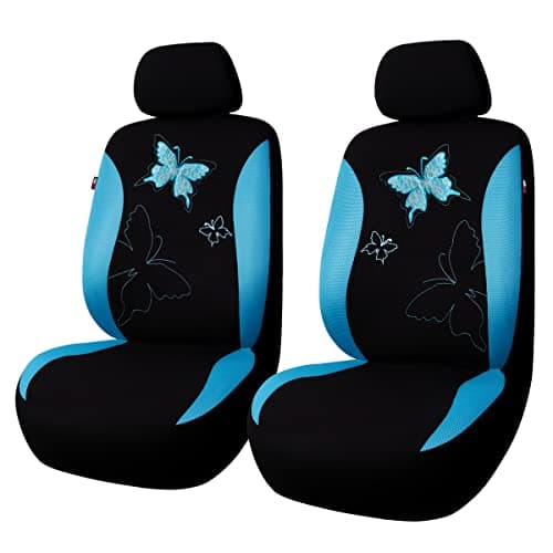 Flying Banner Butterfly car seat Covers ful Set Fashion Universal Lady Woman Female Rear Bench Split Colorized Mint Blue 2 Fronts Lace