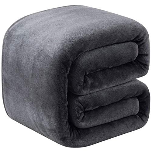 Fleece Blanket Queen Size for All Season 350GSM - Premium Lightweight Anti-Static Throw for Queen/Full Size Bed Extra Soft Brush Fabric Warm Sofa Thermal Blanket 90" x 90"(Dark Gray Queen)